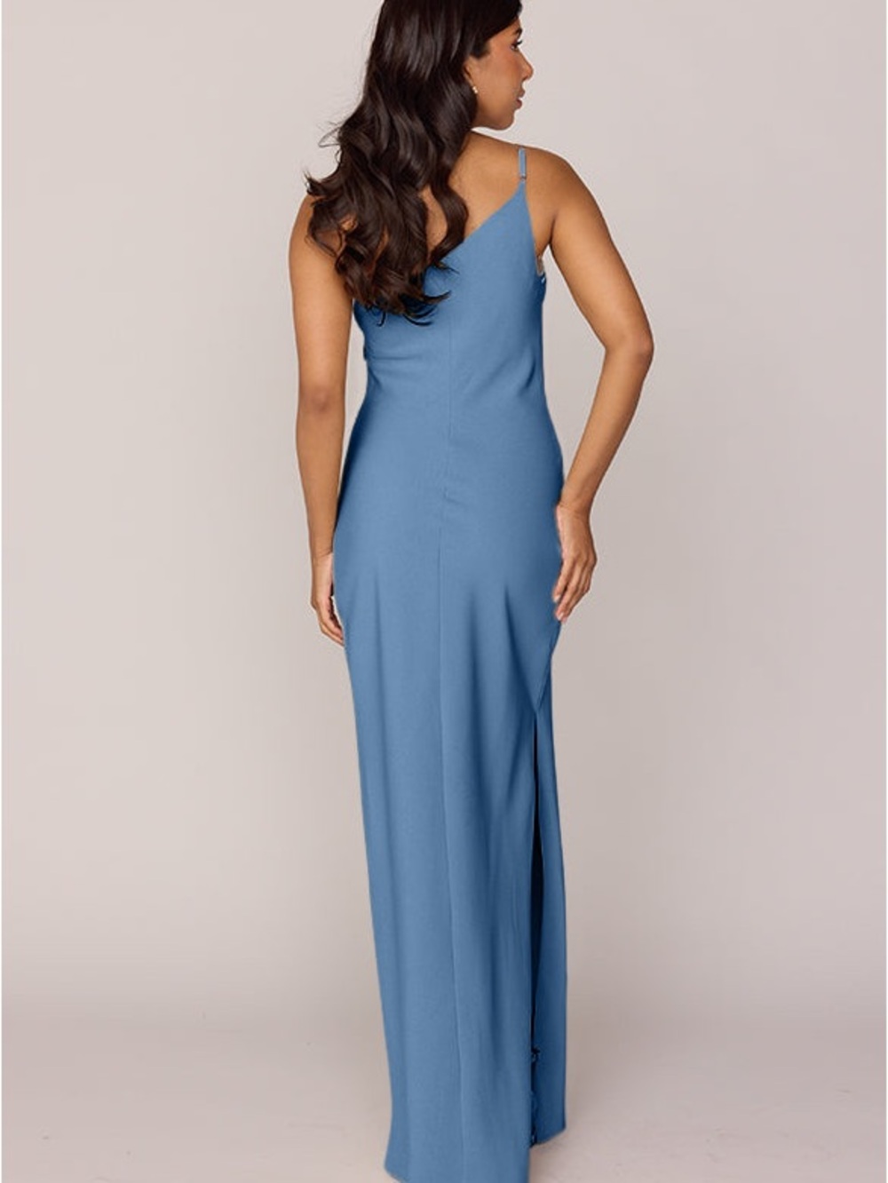 Revelry Jade Crepe One-Shoulder Bridesmaid Gown | Wedding Guest Formal Dres Blue - Picture 2 of 16